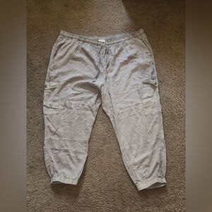 Side Stitch. Gray Cargo Pants Relaxed Fit. Size 3XL